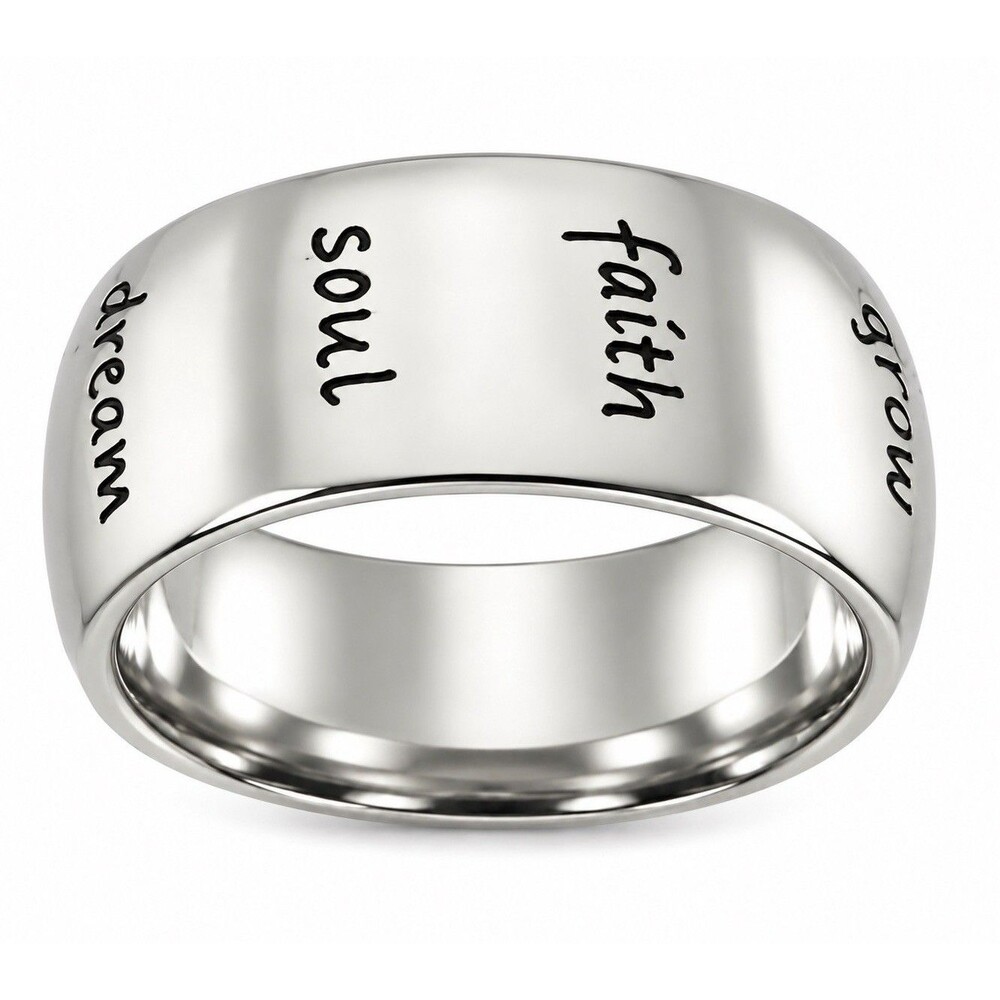 Words to Live By Stainless Steel Ring Dream Soul Faith Joy Hope Love Peace SZ 10